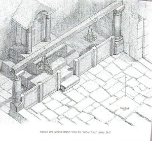 שחזור החלק הצפוני של בית הכנסת. עמית 2003, תמונה 24.5 . © <i> synagogues.kinneret.ac.il </i>