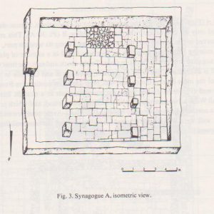 Synagogue A isometric view, Tzaferis 1982: 218 courtesy of the Israel Antiquities Authority and  the  Israel Exploration Society © <i> synagogues.kinneret.ac.il </i>