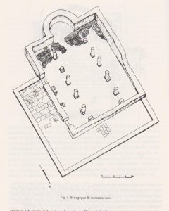 Synagogue B isometric view, Tzaferis 1982: 220 courtesy of the  Israel Antiquities Authority and  the Israel Exploration Society © <i> synagogues.kinneret.ac.il </i>