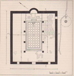 Reconstruction plan Dunayevsky 1960: 23, courtesy of the Institute of Archaeology  the Hebrew University of Jerusalem © <i> synagogues.kinneret.ac.il </i>