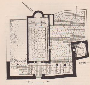 Reconscruction plan Hiram 1960: 20, courtesy of the Institute of Archaeology  the Hebrew University of Jerusalem © <i> synagogues.kinneret.ac.il </i>