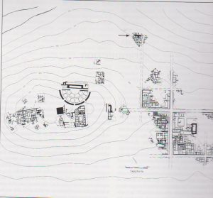 General plan of the site,  The Synagogue is marked with an arrow, Weiss 2005: 2, courtesy of Prof. Zeev Weiss, The Sepphoris Excavations​, The Hebrew University of Jerusalem​. © <i> synagogues.kinneret.ac.il </i>
