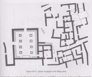 Synagogue and village plan,  Hachlili 2013: 81, drawn by Natasha Zak Israel Antiquities Authority, courtesy of Rachel Hachlili © <i> synagogues.kinneret.ac.il </i>